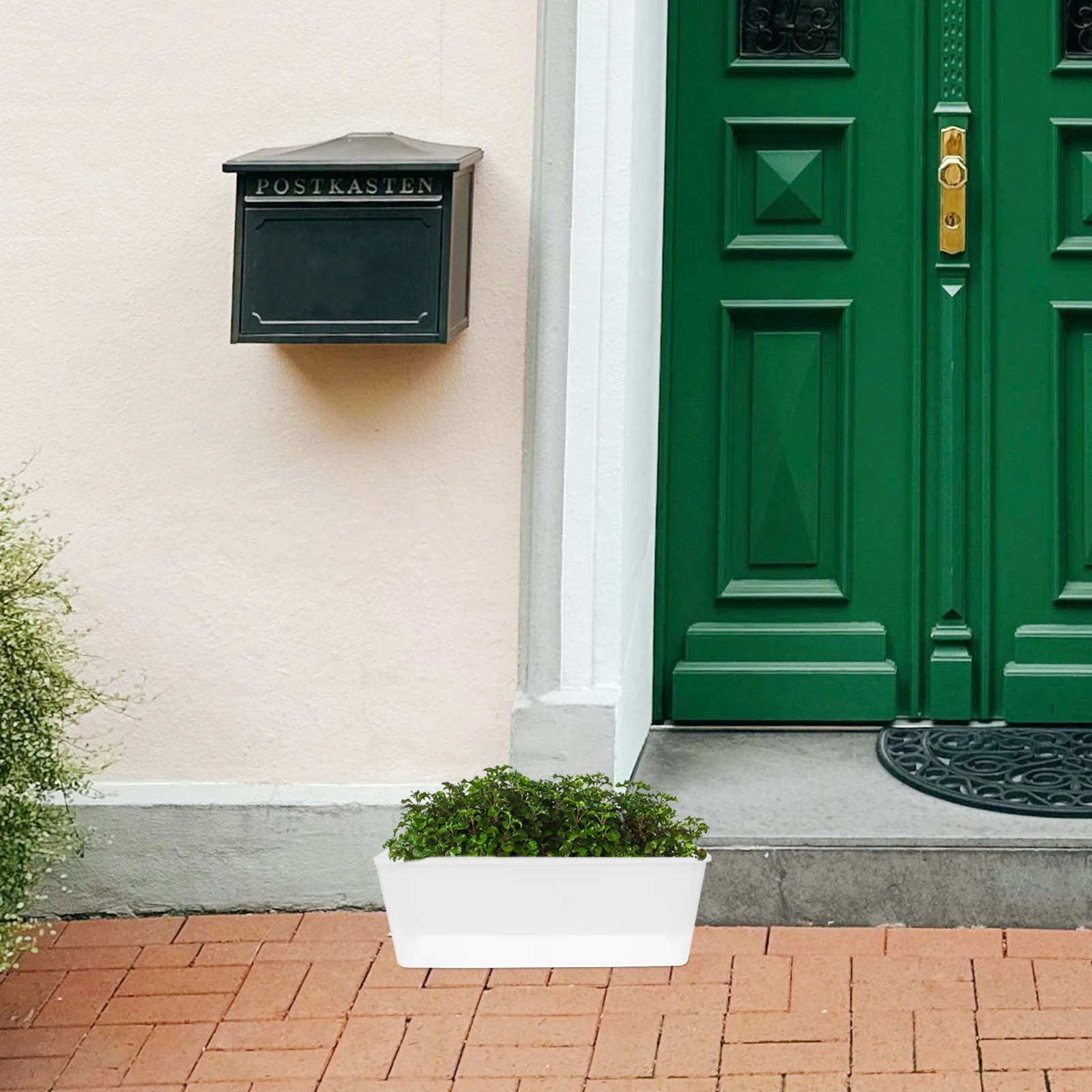 

Rectangular Self-Watering Planter Box Narrow Design Plastic Herb Vegetable Pot For Windowsill Balcony Air Circulation Outdoor