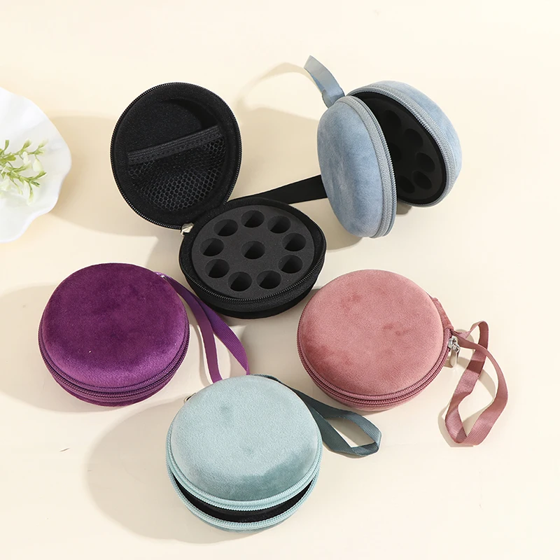10Slots 1-2ml Essential Oil Storage Bag Travel Portable Case Organizer Velvet Storage Bag Essential Oils Organizer 5Colors