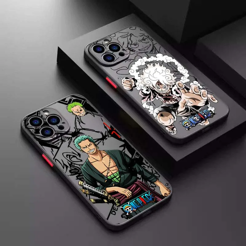 

One Piece Luffy Zoro Phone Case For Apple iPhone 17 16 15 14 13 12 11 Air Pro Max Plus Mini Frosted Translucent