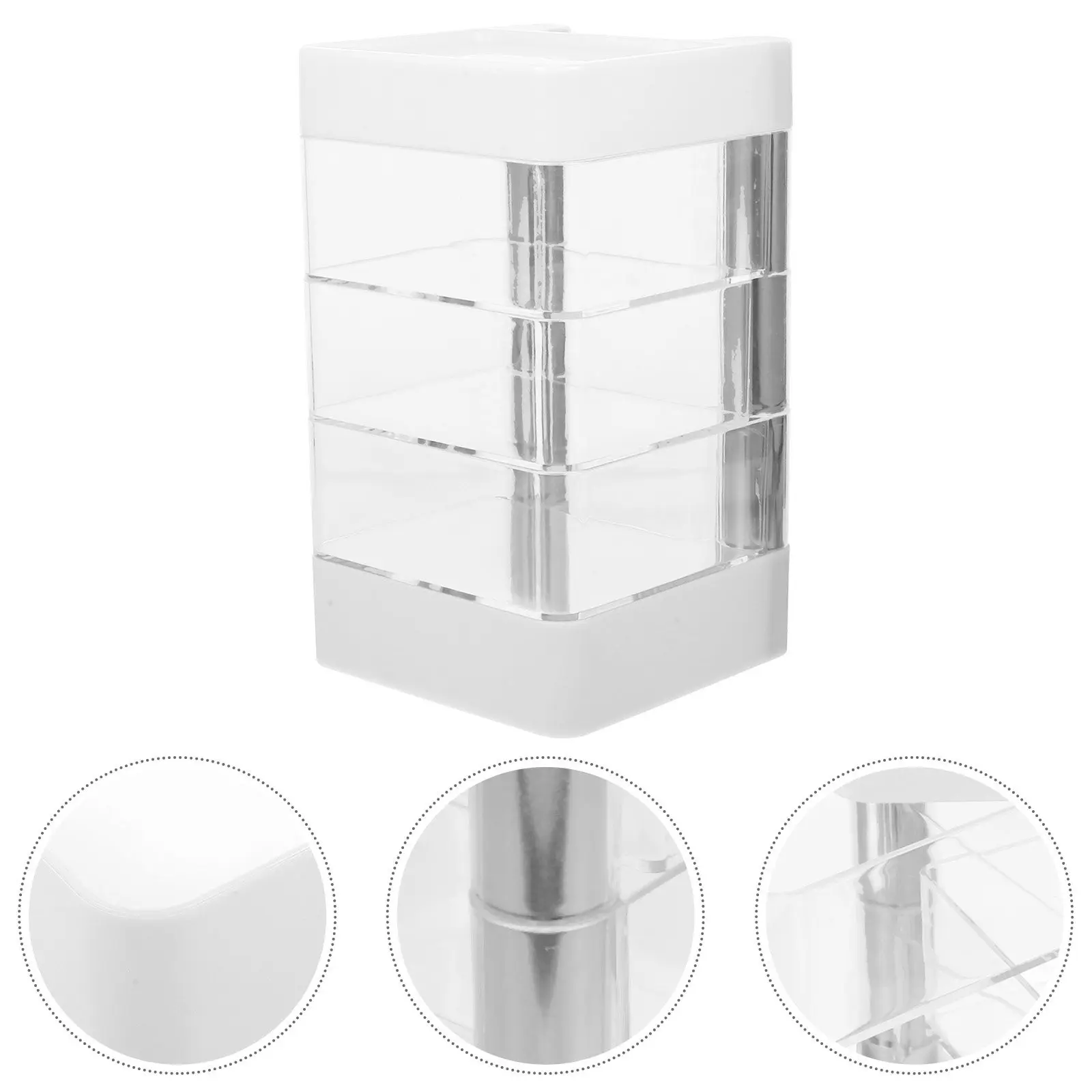4-Layer Rotating Clear Jewelry Storage Box Multi-Level Earring Organizer Desktop Makeup Display Case Home Jewelry
