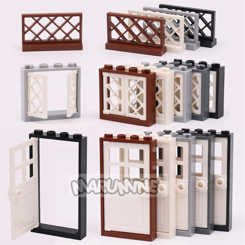 32 قطعة نافذة الباب سياج MOC اللبنات منزل المدينة لتقوم بها بنفسك أجزاء مجموعة عرض الشارع الطوب اكسسوارات 60607 60594 60596 60623 3185 #1