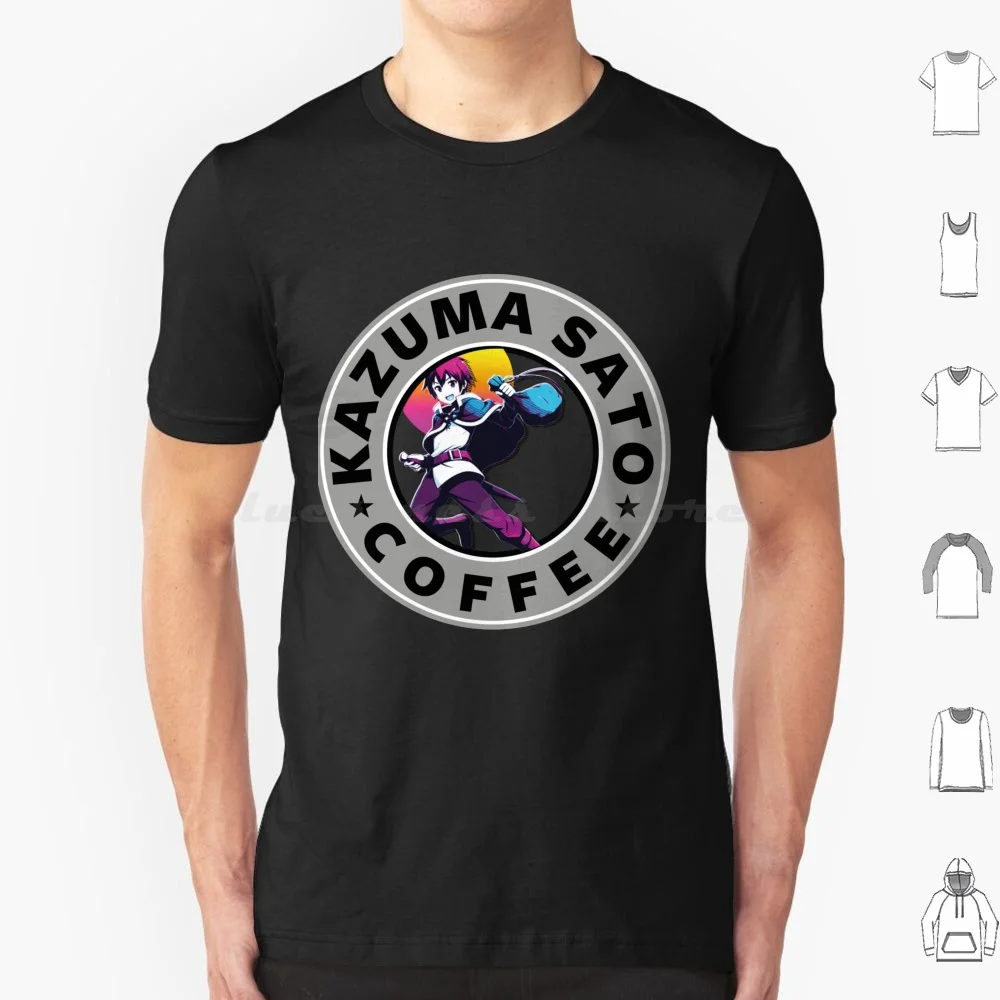 School Anime-Kazuma Satou Konosuba Anime Coffee T Shirt 6Xl Cotton Cool Tee Sato Kazuma Kazuma Sato Satou Anime Konosuba Gender