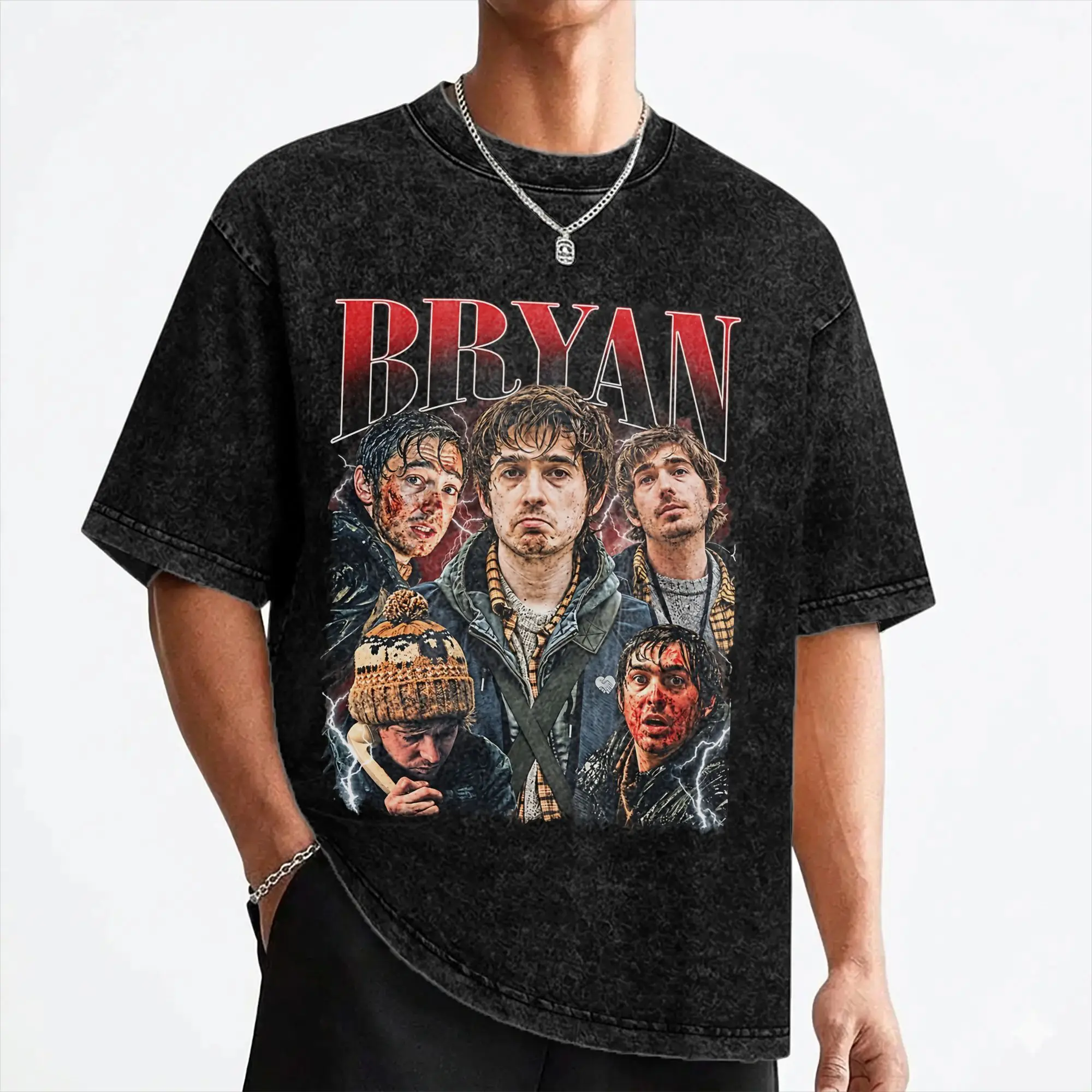 Austin Abrams Bryan  Washed T Shirt Streetwear Casual T-Shirts  Tees Tops for Men Women Short Sleeve Harajuku Summer