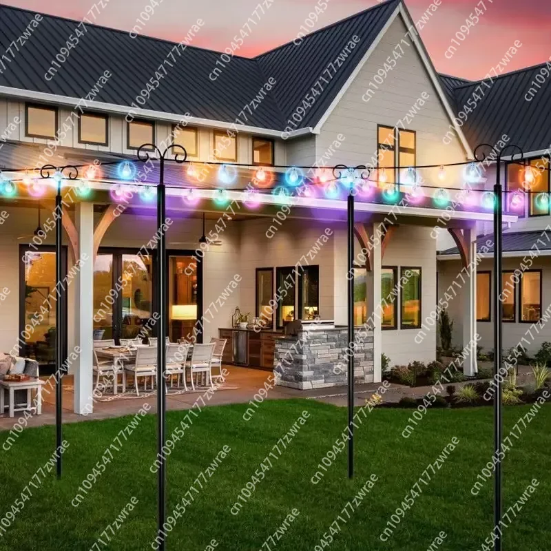 2 Pack Outdoor String Light Poles 8/10 with Top Arc Hook and 5 Prong Base for Outdoor Pillar Lighting Model D0100HP6B8U