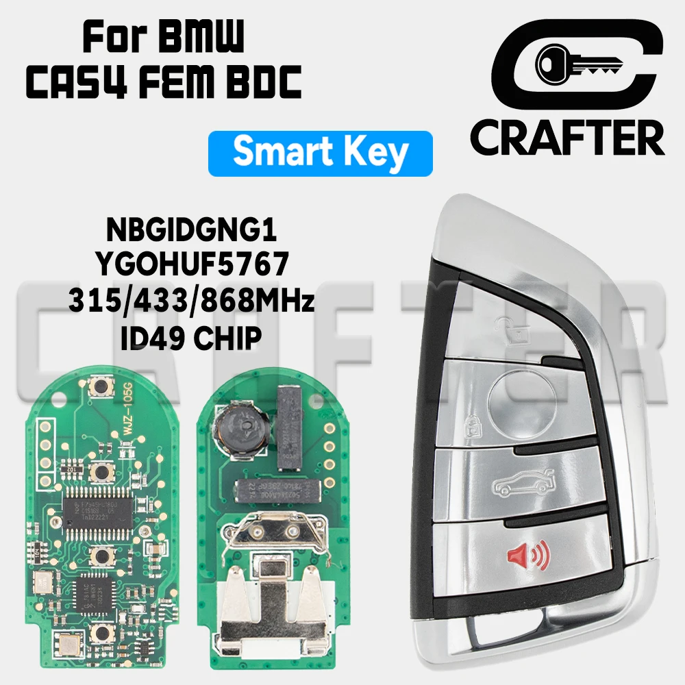 

Key Crafters NBGIDGNG1 315/433/868MHz ID49 Smart Card Key For BMW 1-7 X1/3/5/6 F Series CAS4 FEM BDC Syst. YGOHUF5767 YGOHUF5662