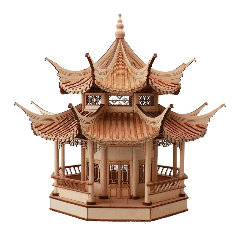 Modern New Chinese Creative Ancient Architecture Octagonal Pavilion Home Living Room Entrance Soft Decoration TV Wine Cabinet