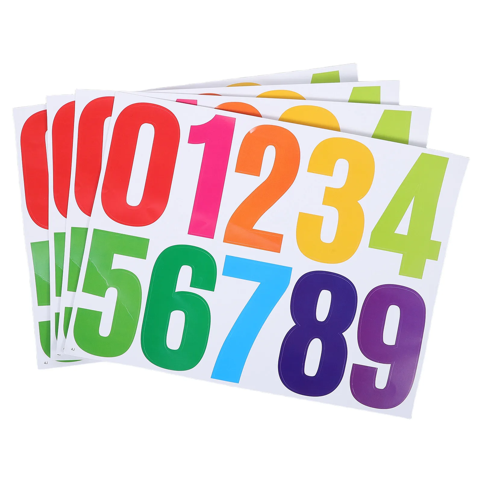 4Sets Number Stickers Waterproof Vinyl High-Visibility Colorful 4 Inch Self-Adhesive Numbers Mailbox Trash Can Warehouse