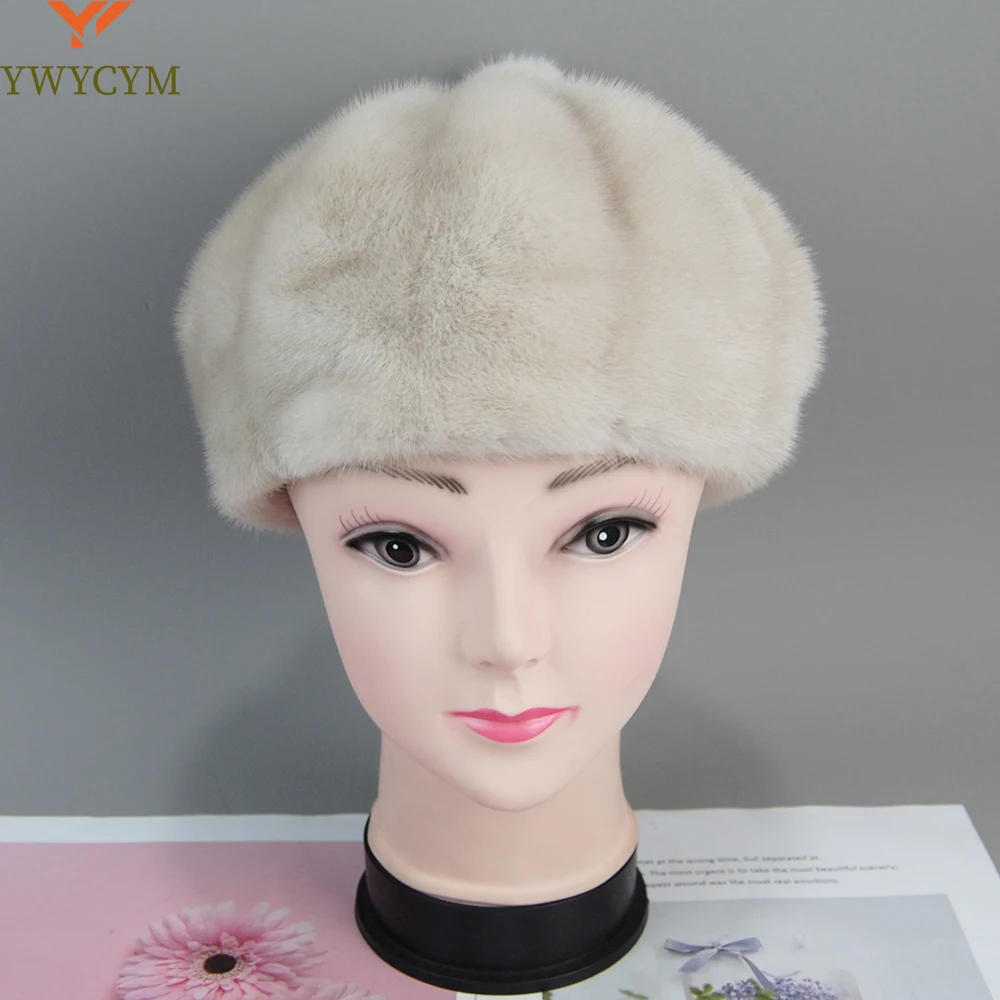 Women Luxurious Handmade Genuine Mink Fur Hats Good Quality Lady Natural Mink Fur Hat Lovely Girl Winter Warm Real Mink Fur Cap