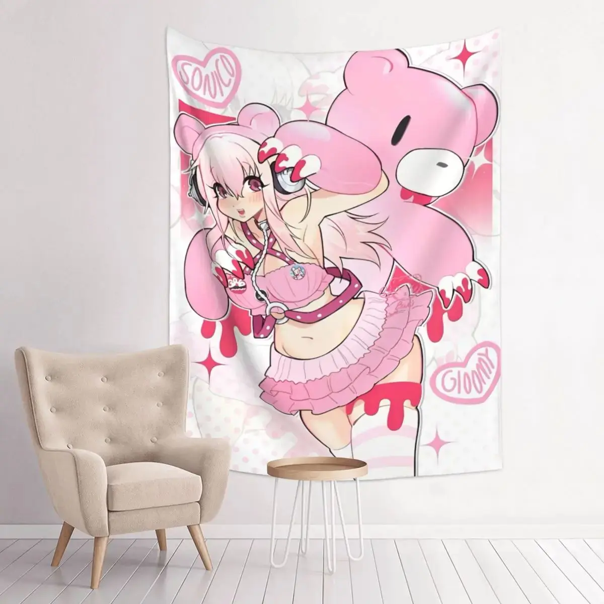 VIKAMA Wandteppich mit japanischem süßem Manga-Mädchen-Motiv für Schlafzimmer und Wohnzimmer, ästhetische Heimdekoration für Wohnheime, Otaku Weeb Geschenk