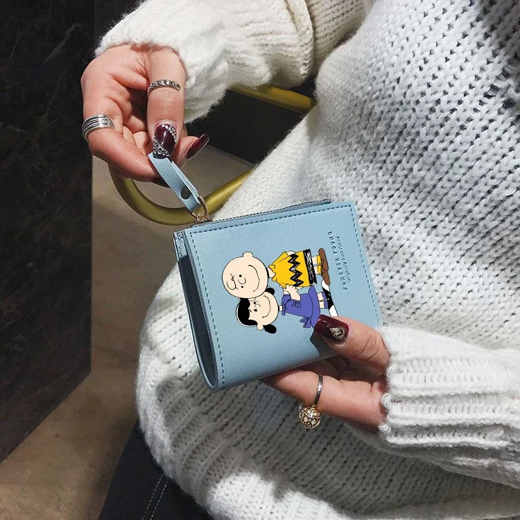 Snoopy Wallet Women Fashion Popular Cartoon Anime Kawaii Clutch Short Folding Multi Mezzanine Zipper Coin Clip Birthday Gifts