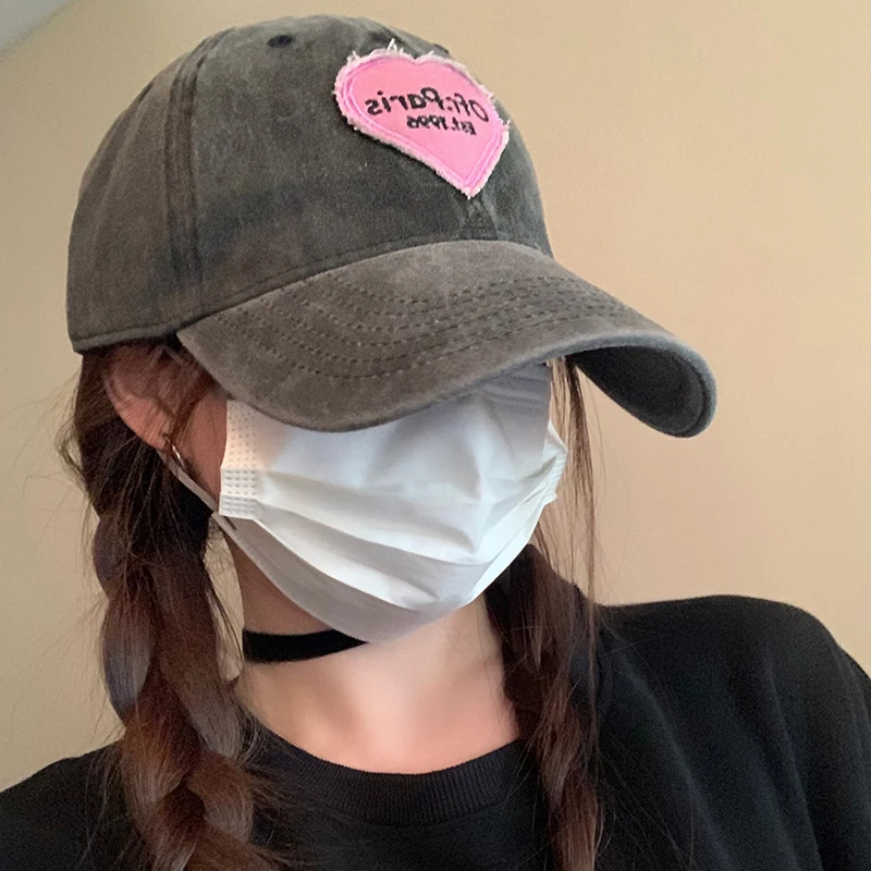Embroidered Peaked Cap Sweet Cool Sun Hat Korean Style Versatile Curved Brim Trendy Baseball Cap Spring Autumn image 4