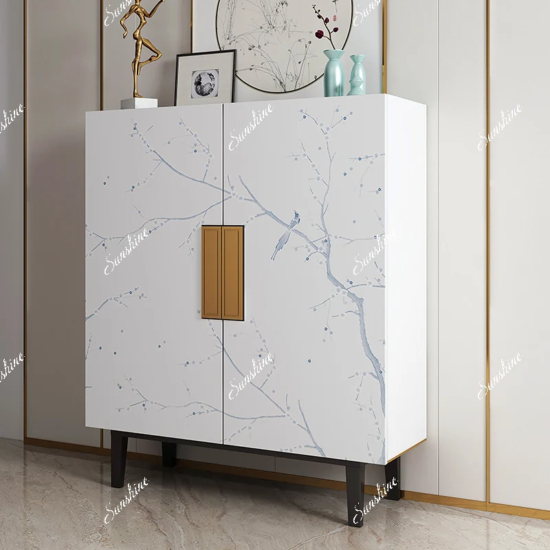 New Chinese-style household five-layer solid wood shoe cabinet, simple and modern entrance hall cabinet