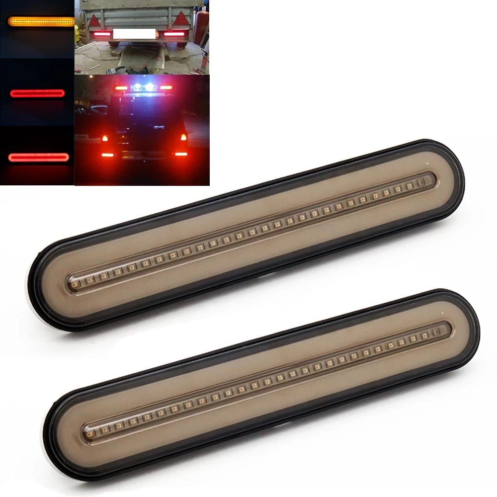 

Amber & Red 28 LED Dynamic Sequential Stop Flowing Turn Signal Brake Rear Tail Light Trailer Truck Van Lorry(Pack of 2)