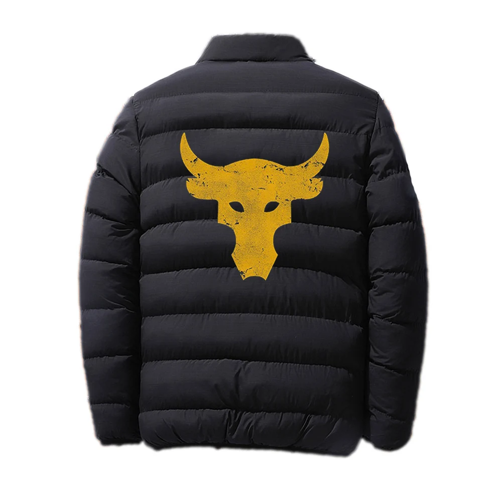 2024 Men New Dwayne Johnson Brahma Bull Tattoo Autumn and Winter Thicken Fashion Cotton Comfortable Casual Zipper Jacket Tops