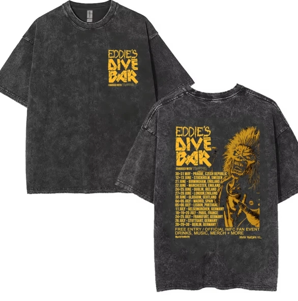 

Irons The Future Past 2024 World Tour Maidens Summer Washed T Shirt Retro T-shirt Short Sleeve Vintage Black Wash Y2k Clothes