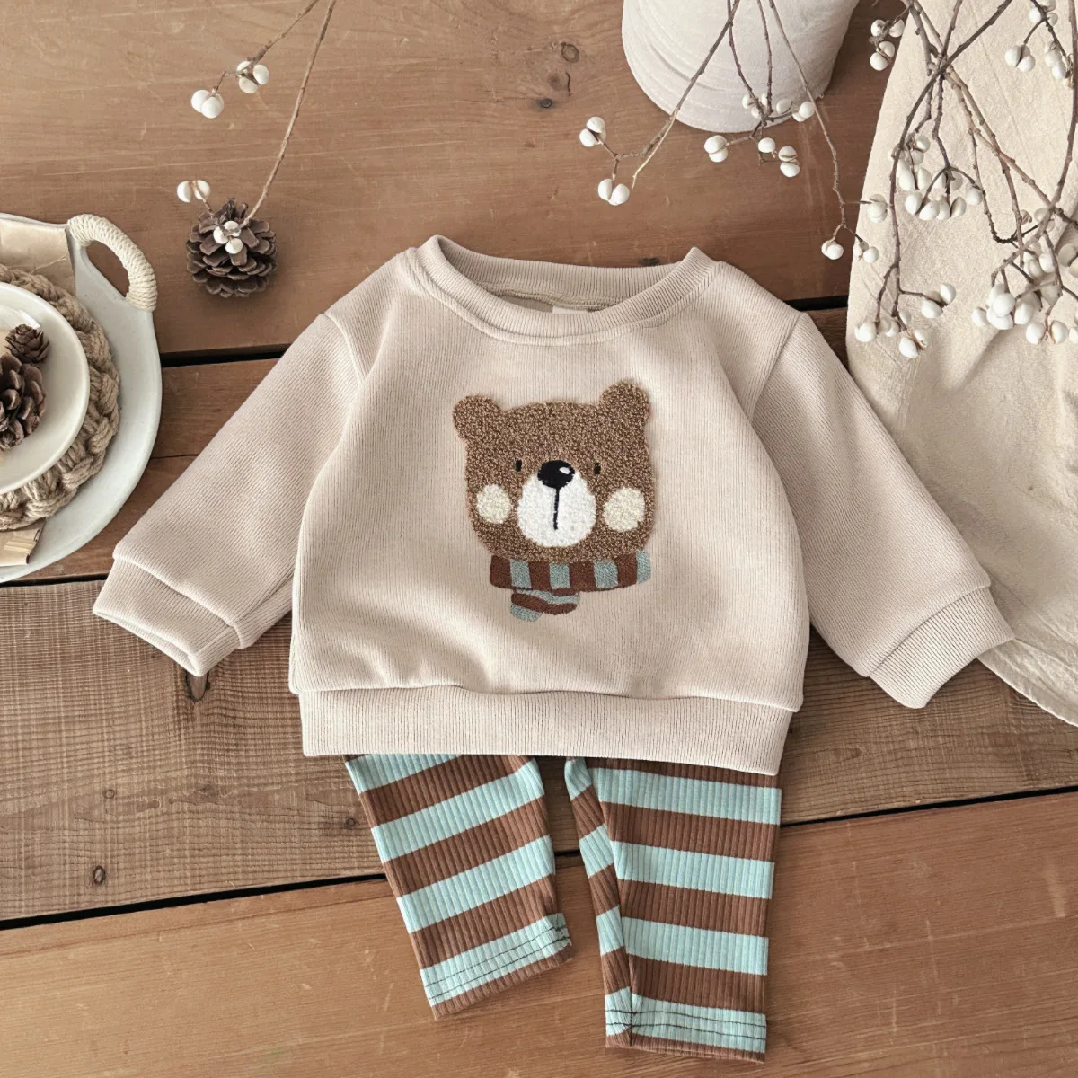 

Baby Boy Clothes Winter Warm Infant Outfit Girls Top Pants Sets Long Sleeve Suit Kids Bear Cartoon Clothing Tracksuit 2Pcs