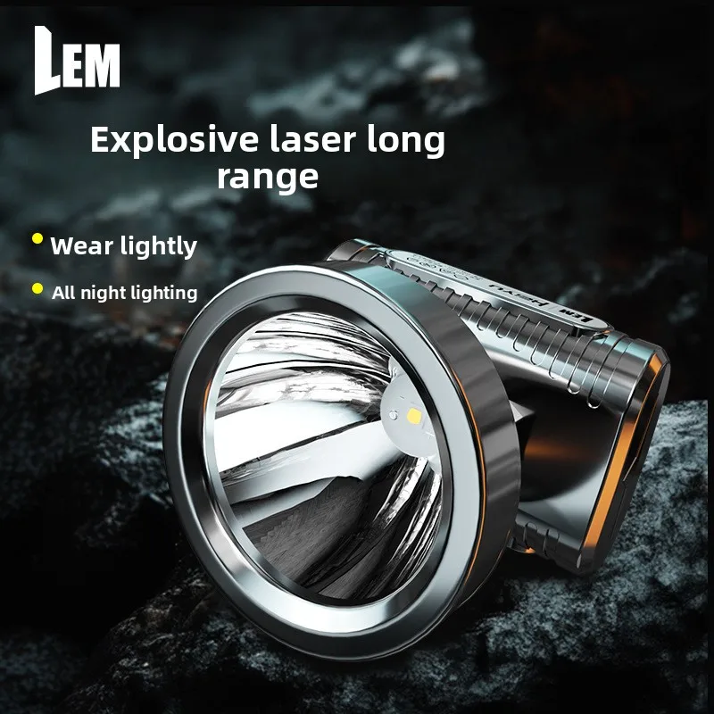 

New Super Bright Rechargeable Headlamp - Long Runtime Mining Light Special for Night Fishing Hands-Free Head-Mounted Lighting
