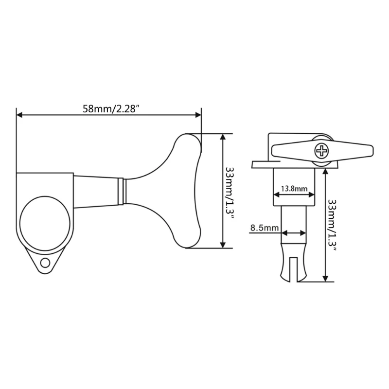 652F Bass Tuning Peg Electric Bass Opened Machine Head Knobs Bass String Turner for 4 String Bass Guitar Bass Right/Left