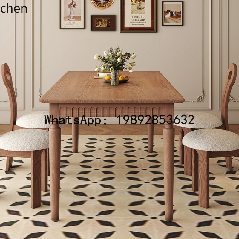 

P5/15 solid wood combination rectangular retro style restaurant household small apartment medieval large board dining table
