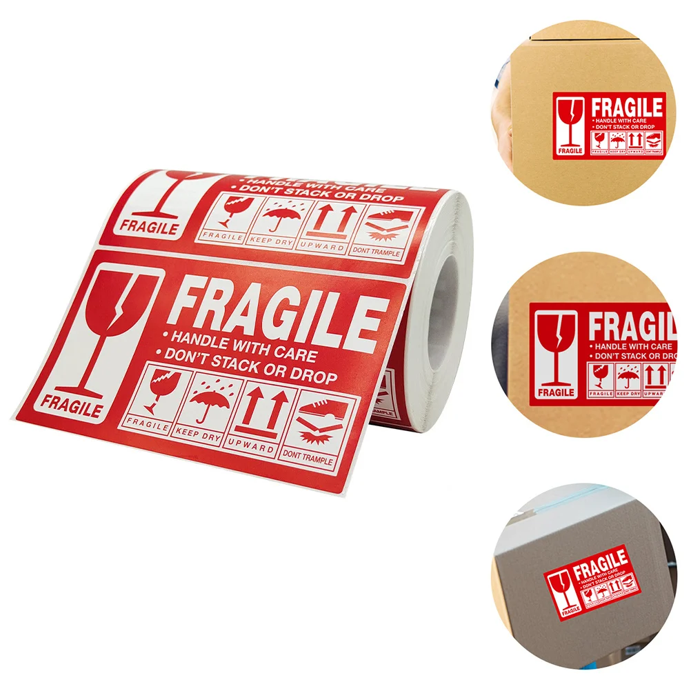 

300pcs 1 Roll Fragile Warning Label Stickers Self-Adhesive Packing Shipping Decals For Boxes Bottles Wood Handle With Care
