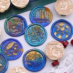 Brass Wax Seal Stamp Diy Fire Lacquer Greetings Gaisy Graduation Child Season Feather Seal Wedding Invitation Sealing Wax Stamp
