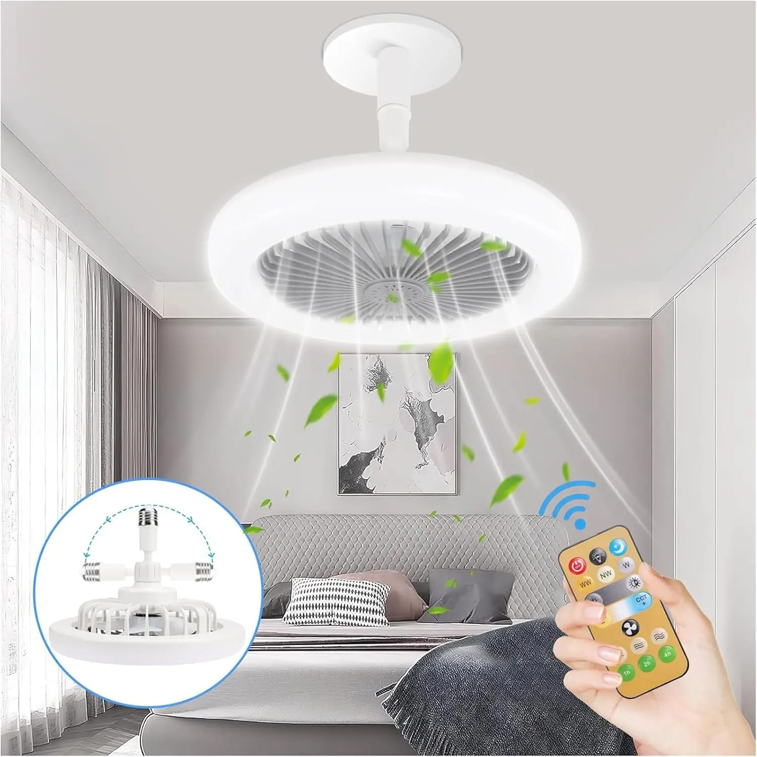 

Современный светодиодный ароматический потолочный вентилятор с 5 лопастями и двигателем постоянного тока для спальни, общежития, офиса