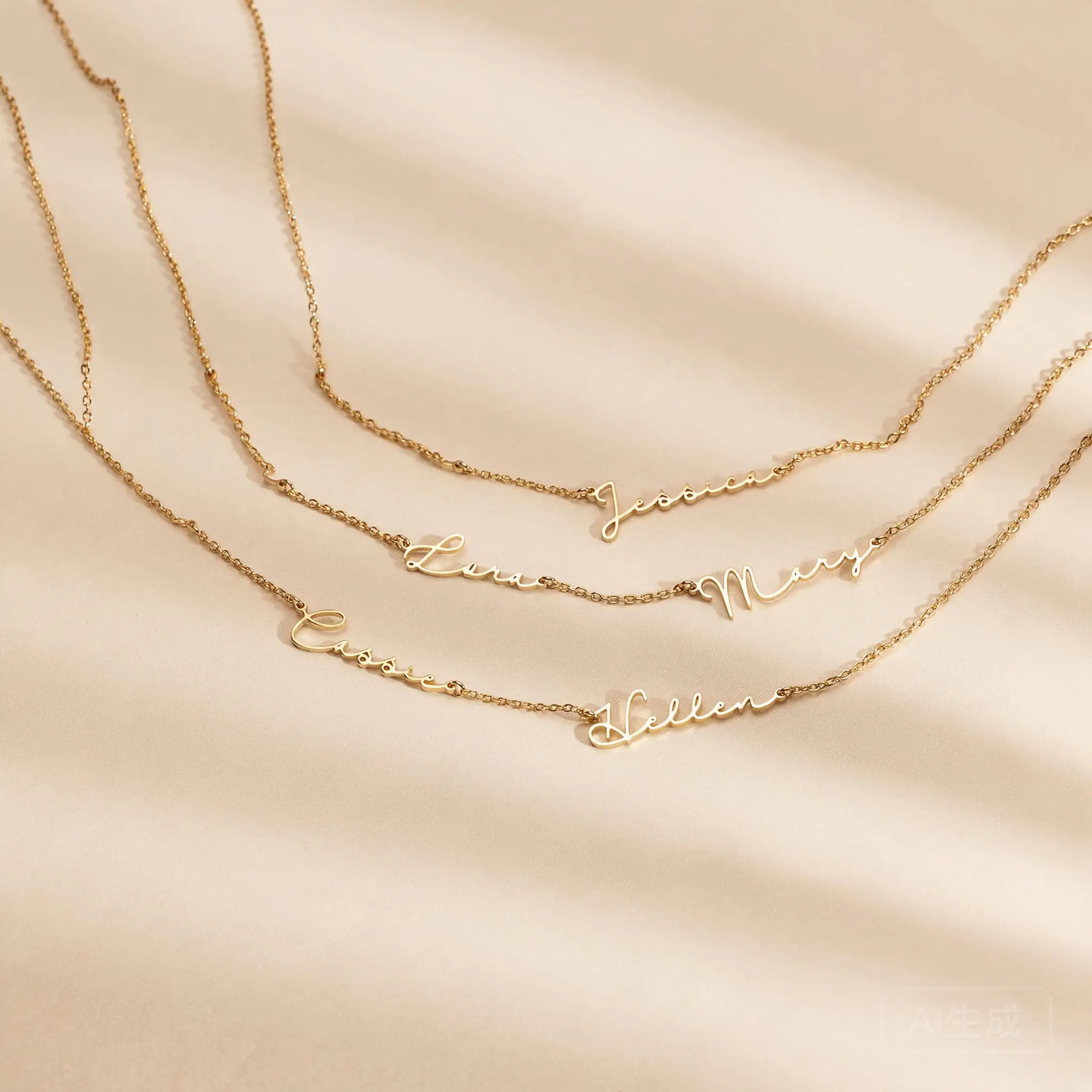 Luxury Personalized Stainless Steel Multiple English Names Necklace 18k Gold Plated Gold Rose Gold Valentines Day Gift For Women
