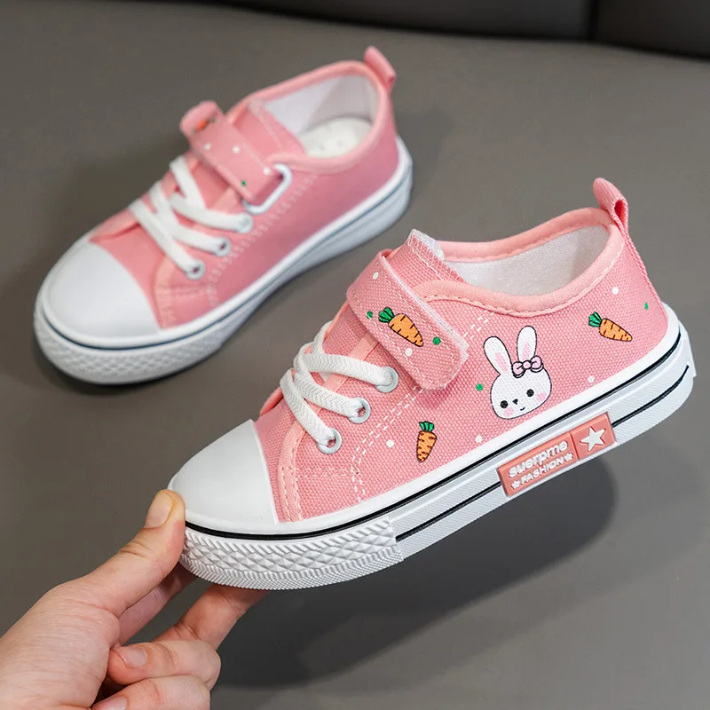 Spring Autumn Boy Girl Cartoon Rabbit Sneakers Children Soft-bottom Breathable Campus Casual Sports Shoe Kid Student Casual Shoe