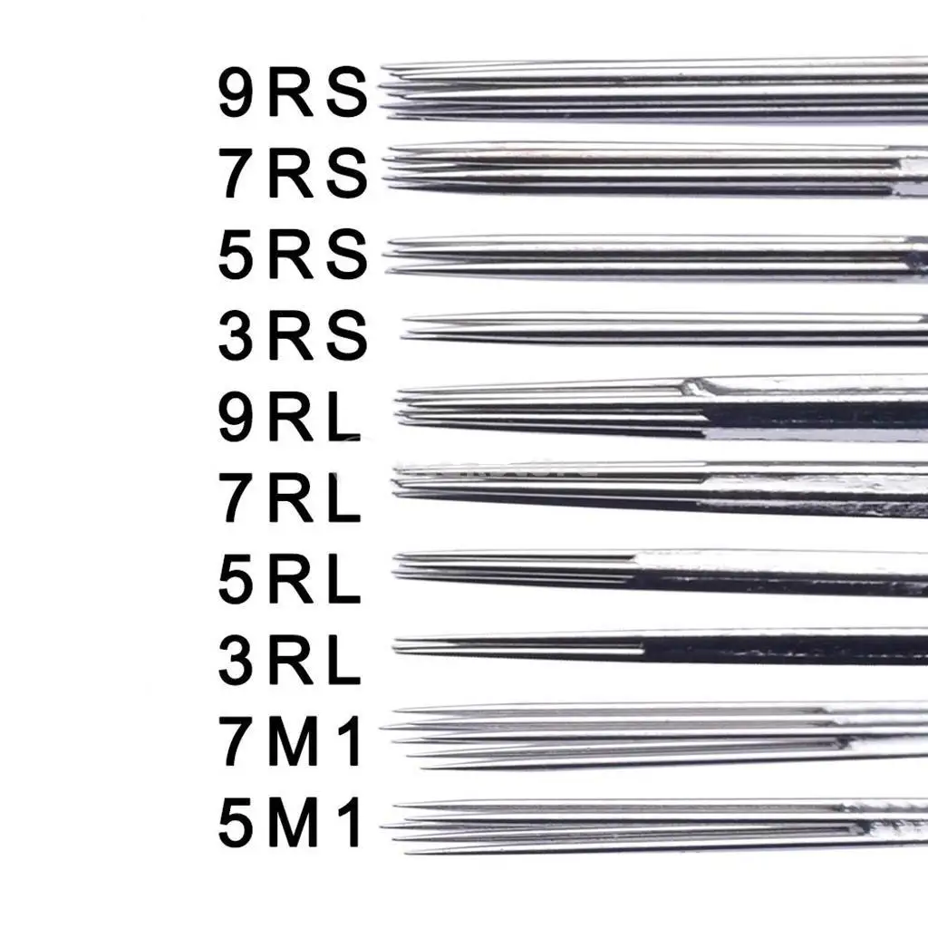 100pc Disposable Sterile Needles Mix Size 3/5/7/9, 3/5/7/9RS, 5/7M1