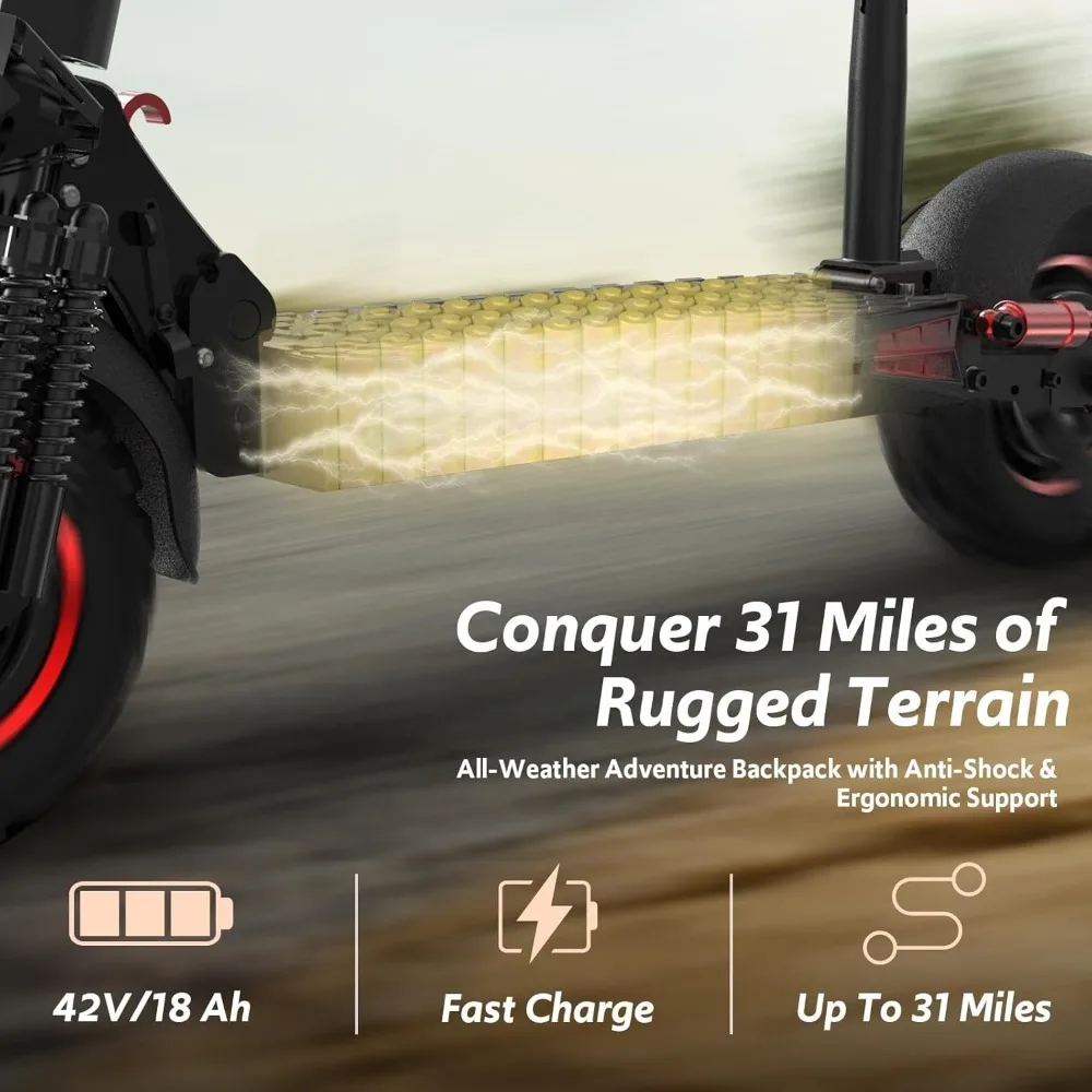 1200W Electric Scooter for Adult 48V/18AH 34MPH Off Road Tire Double Suspensions