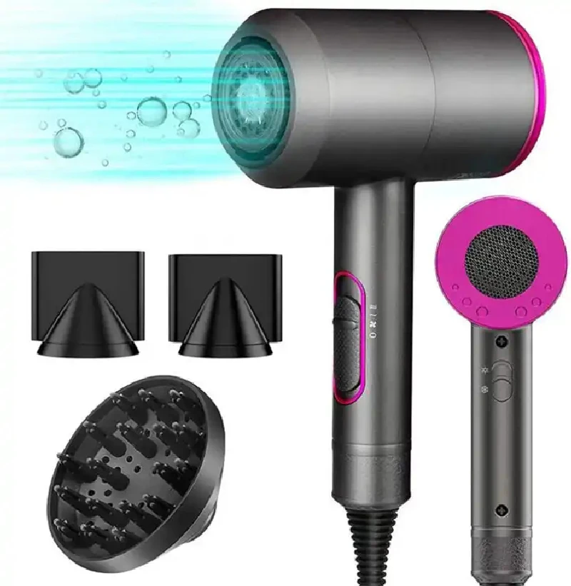 Hair Dryer Professional Negative Ion 2000w Household Salon Dryer Fast Blowing  Cold and Hot Air With Diffuser 3 Nozzles