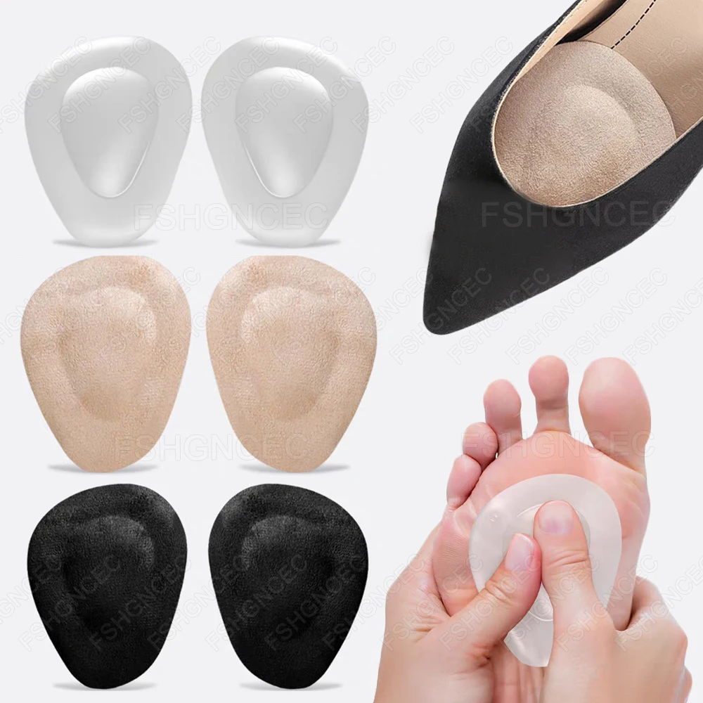 2/6 Stück Silikon-Mittelfußpolster für Schuhe, rutschfeste Gel-Einlagen für den Vorfuß, für Damen, High Heels, Fußschmerzlinderung, halbe Einlegesohlen