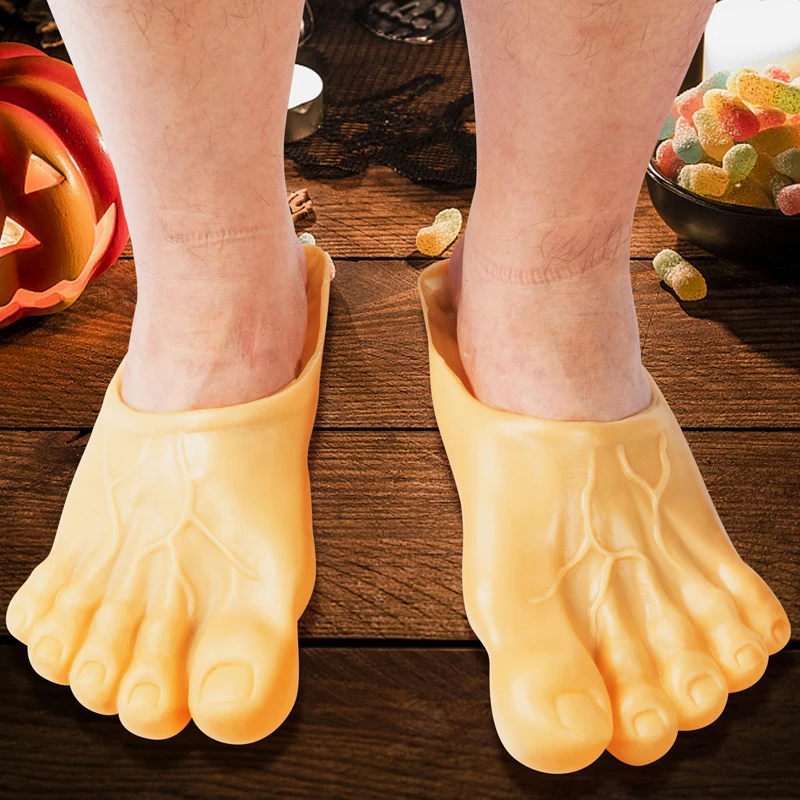 زوج واحد من شباشب الهالوين الممتعة حافي القدمين - أغطية أحذية قدم كبيرة واقعية - لإكسسوارات لعب الأدوار العائلية