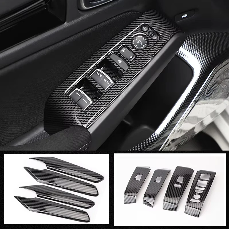 For Honda Civic 11th Gen 2022-2025 Car Inner Armrest Decorative Strips Cover Panel Car Window Lift Switch Cover ABS Carbon Fibre