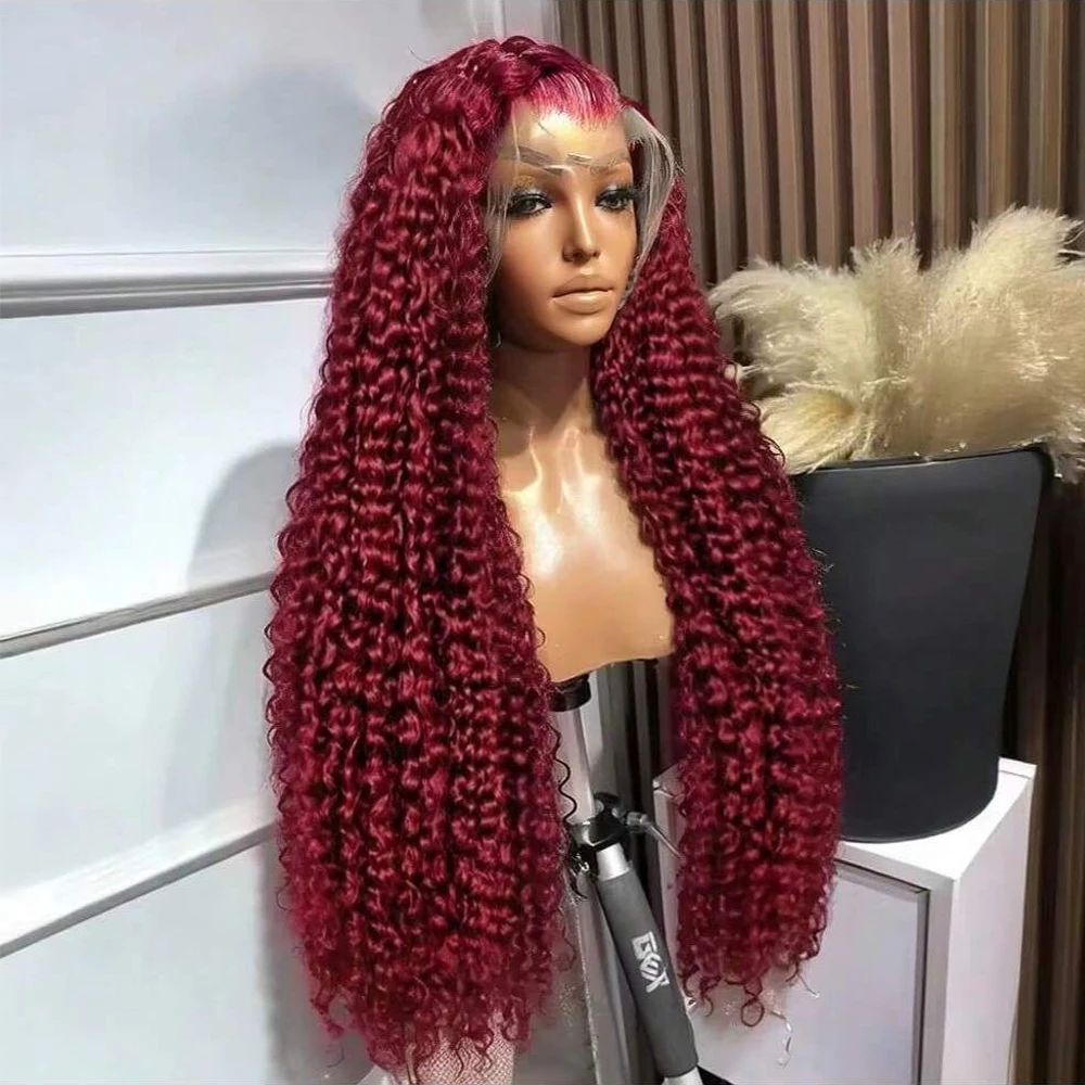 

Бордовый парик из натуральных волос, настоящая плотность 250, 13x4, глубокая волна, парики спереди, человеческие волосы 99j, бордовые парики спереди, предварительно выщипанные