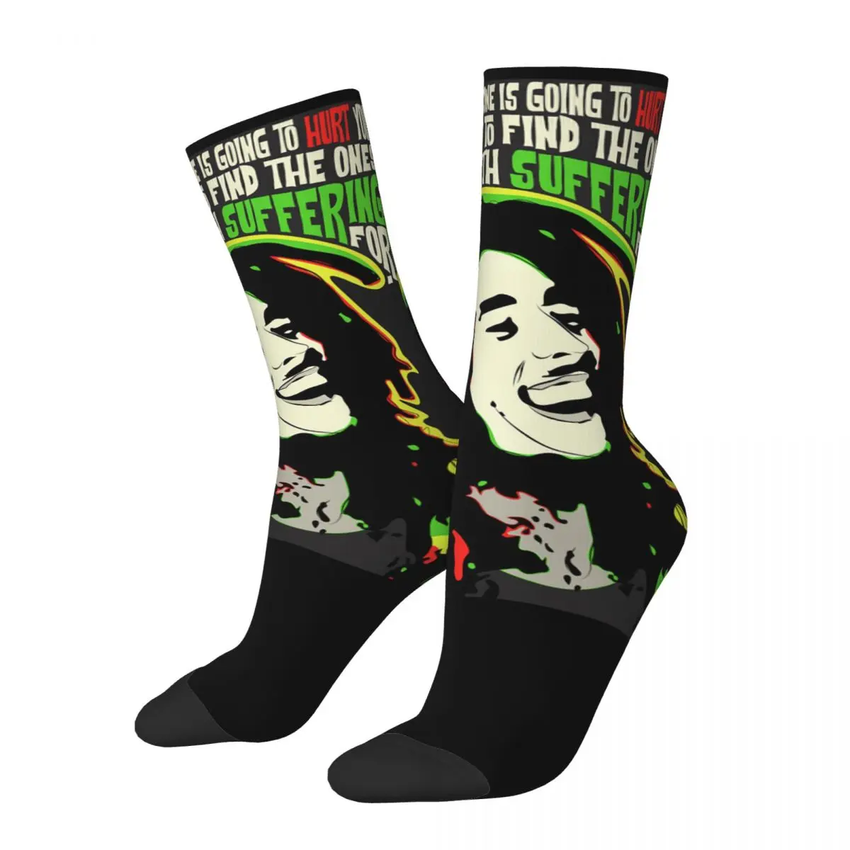 Autumn Winter Hip-hop Men's Women's Bob-Marley Socks Jamaican Music Reggae Non-slip Middle Tube Socks