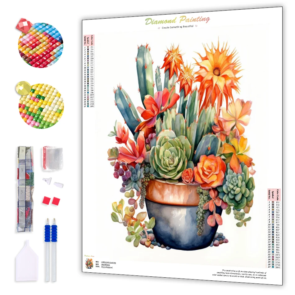 

RUOPOTY 5D Diy Diamond Painting Flowers Cactus Full Square/Round Diamond Embroidery Art Home Decoration Gift Handmade Picture