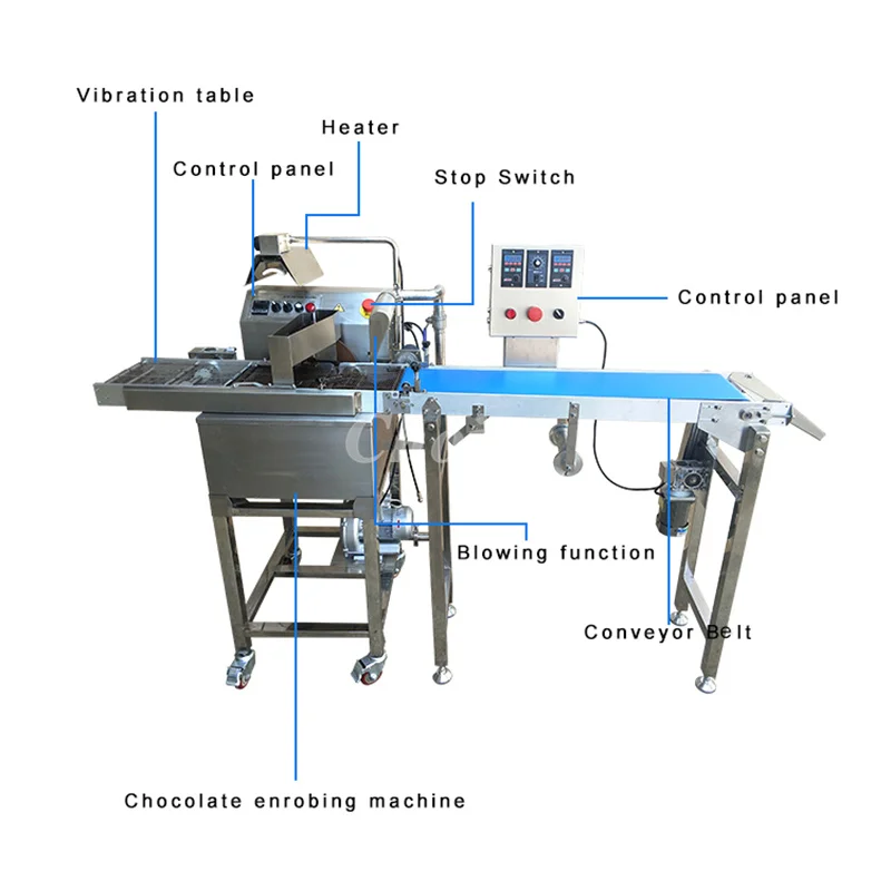 Chocolate Coating Enrobing Automatic Chocolate Pocky Sticks Enrobing Machine Small Chocolate Biscuits Stick Maker Making Machine