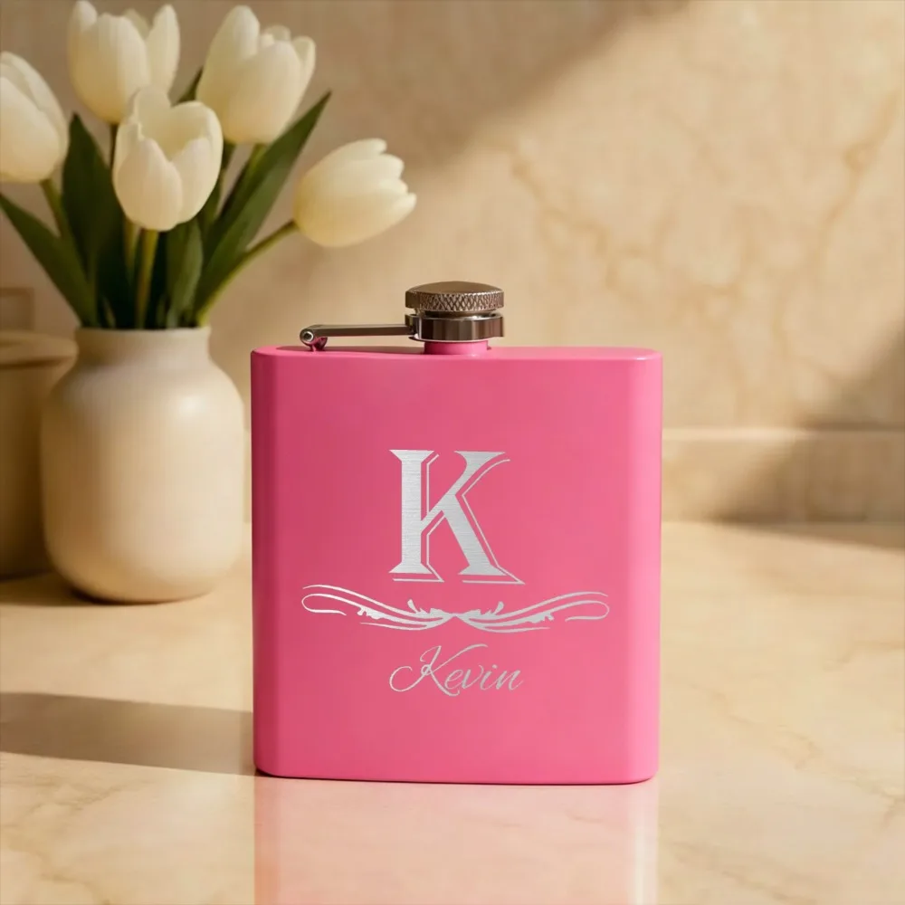 

Custom Flask 6oz Stainless Steel,Personalized Wedding Bachelorette Party Gift, For Bridesmaids Groomsmen, Valentine’s Day Party