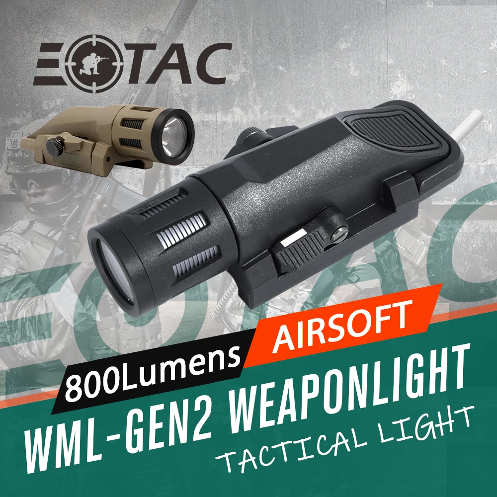 

Tactical WML WMLX Gen2 Weaponlight 400 Lumen LED Strobelight Airsoft Hnting Flashlight Pistol Light Fit 20mm Rail Glock 17/19