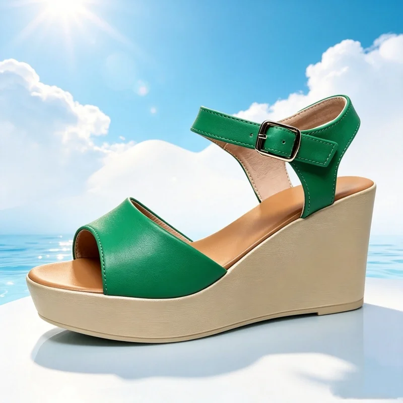 6cm 8cm 10cm Size 33-43 Fashion Thick Platform Wedges Sandals 2026 Womens High Heels Shoes Genuine Leather Sandal Office Model