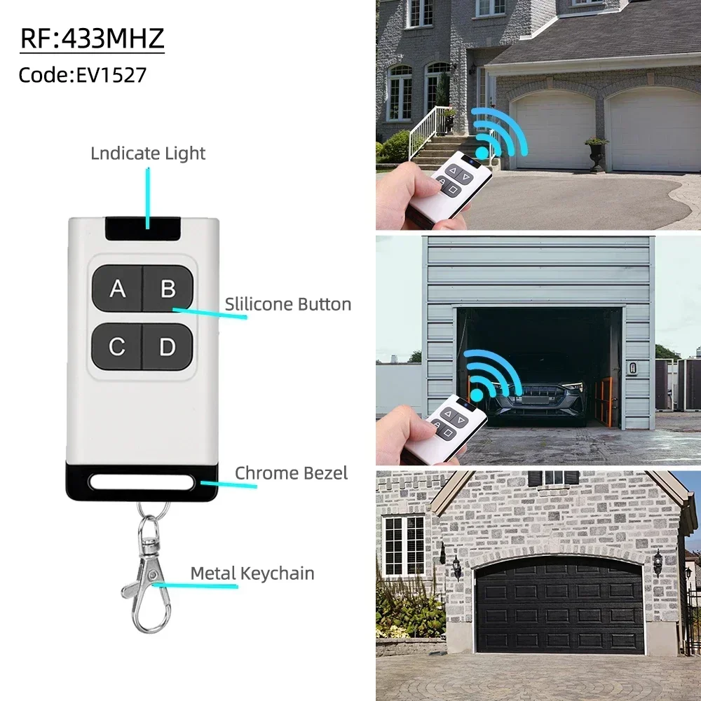 Wireless RF 433MHz Auto Copy Remote Control Electric Garage Door Opener Controller Duplicator Clone Cloning Code Transmitter fan