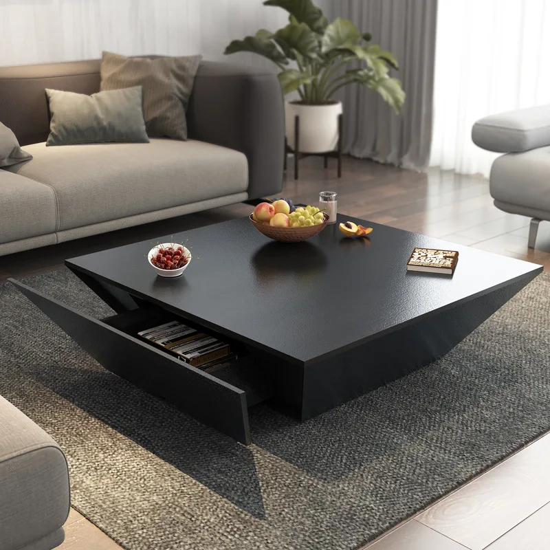 

Creative Styling Special-shaped Modern Simple Black Oak Grain Living Room Furniture Personalized Square