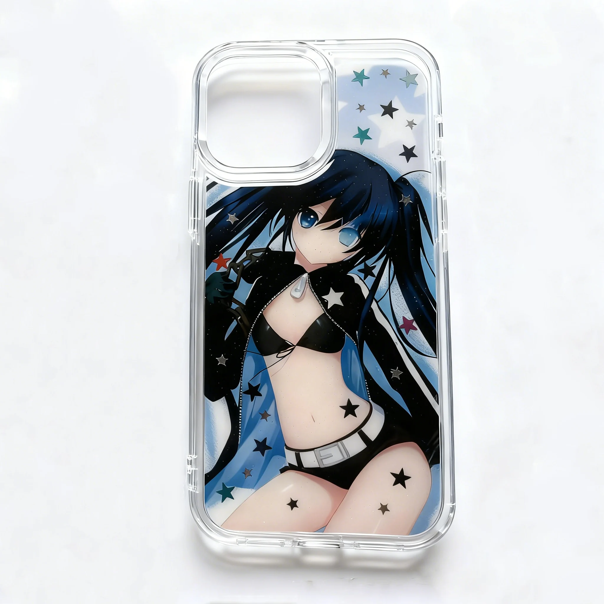 Y2K Anime Mädchen Sterne Handyhülle für iPhone 17 16 16e 15 14 13 12 11 Mini Pro Max X XR XSMax 7 8 Air Plus Transparente Rückseite