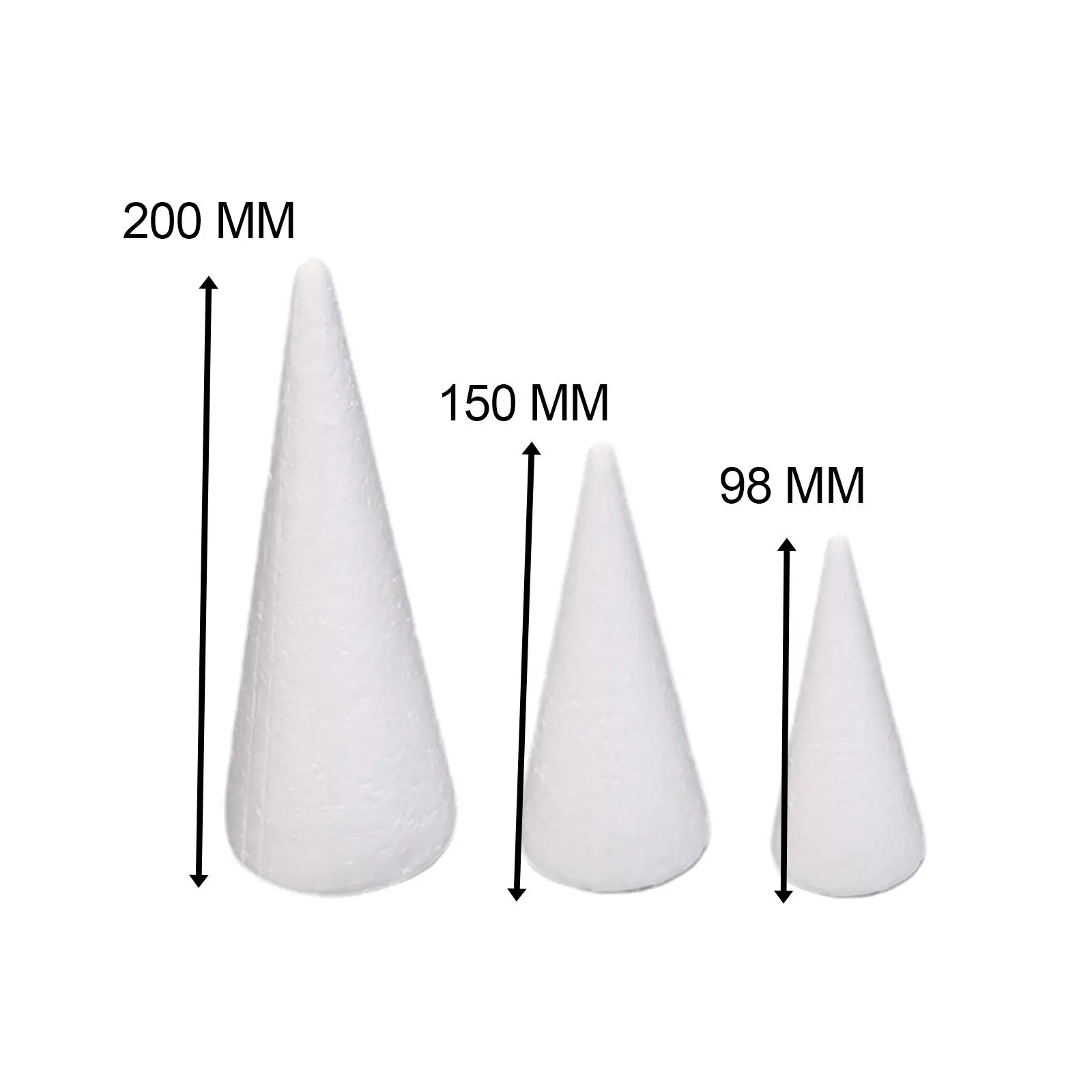 15x Foam Cones for Crafts Handmade Cake Topper Christmas Tree Project for Festival Children Kids Wedding Celebration Painting