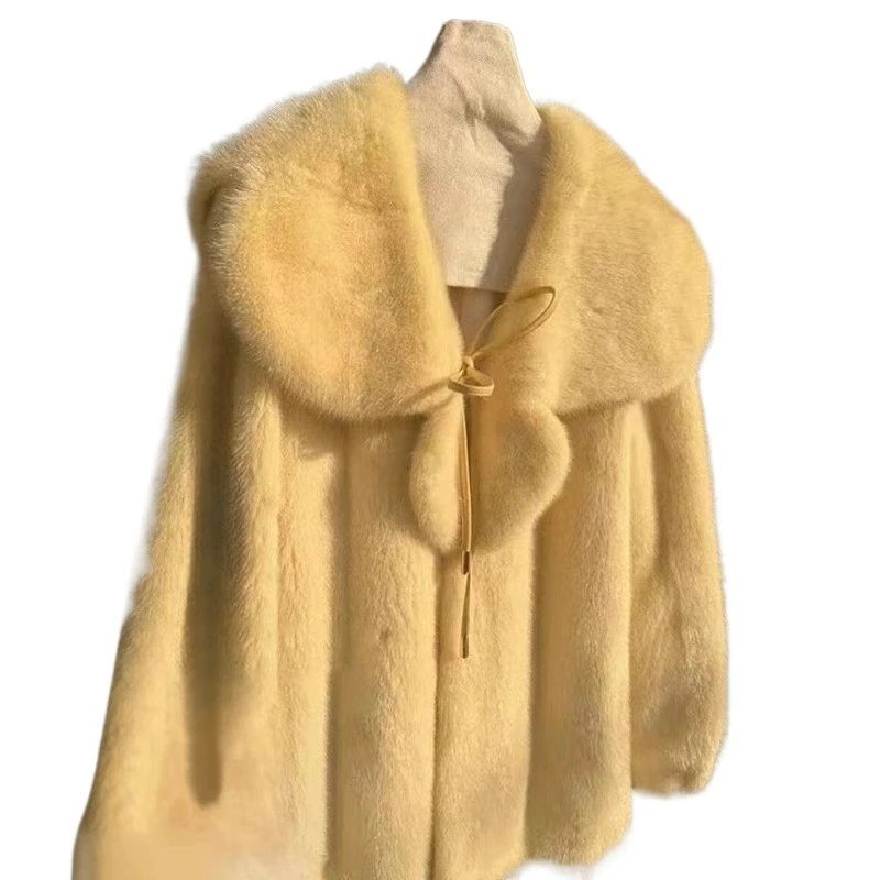 

Шуба из искусственного норки, осенне-зимняя новая куртка средней длины, женское плюшевое пальто, экологически чистый мех, женская одежда, маленькая свежая