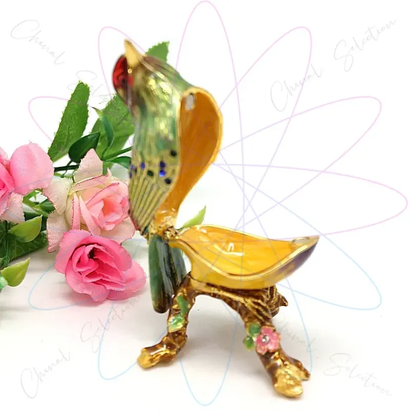 Metal Enamel Jewelry Box Hot-selling Handicrafts in Scenic Spots Creative Home Jewelry Box Magpie Branch Bird Ornament