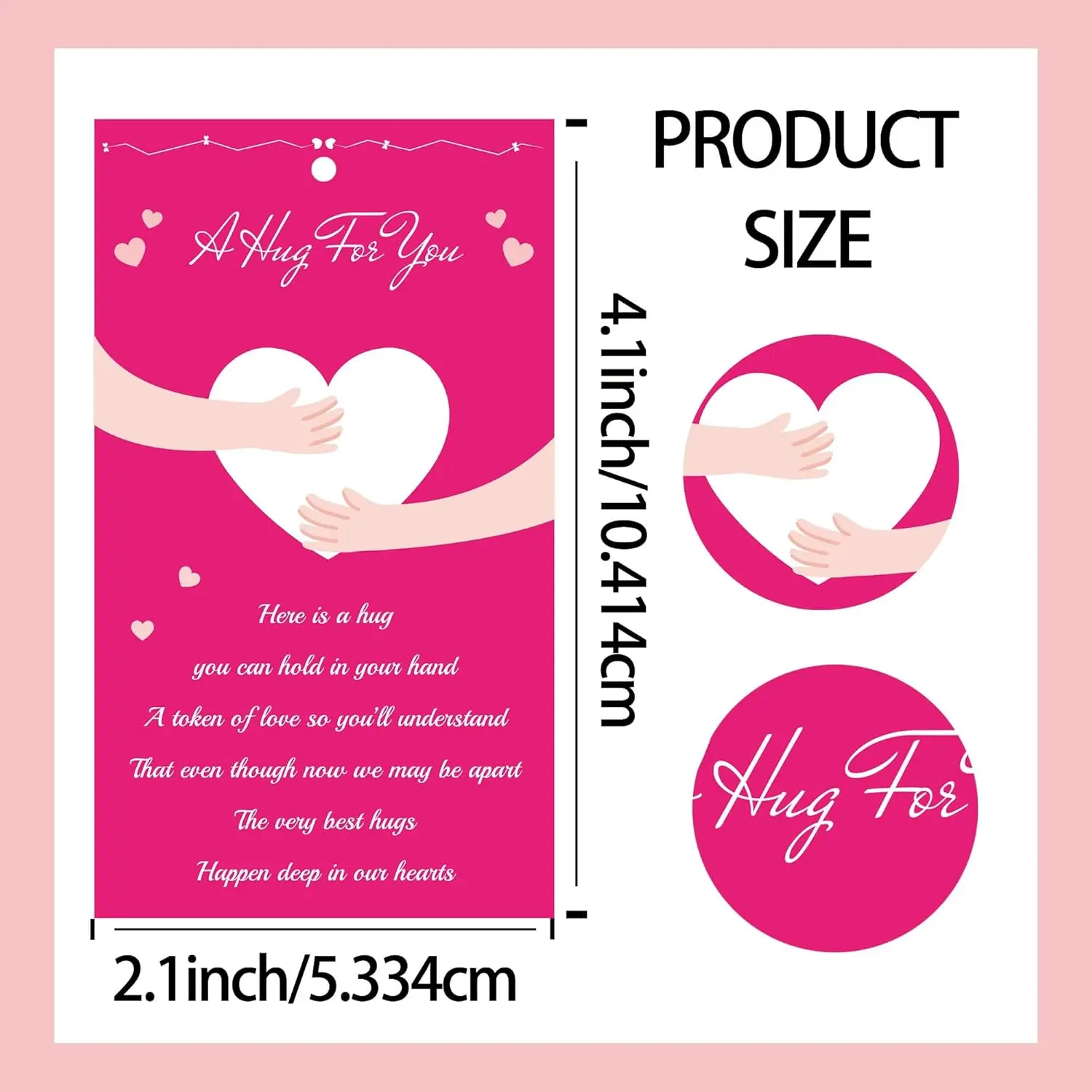 Pocket Hug Bulk Hug Cards Little Heart Pocket Hug Inspirational Greeting Cards 2.1x4.1 Inch Happy Valentine Exchange Cards 50Pcs