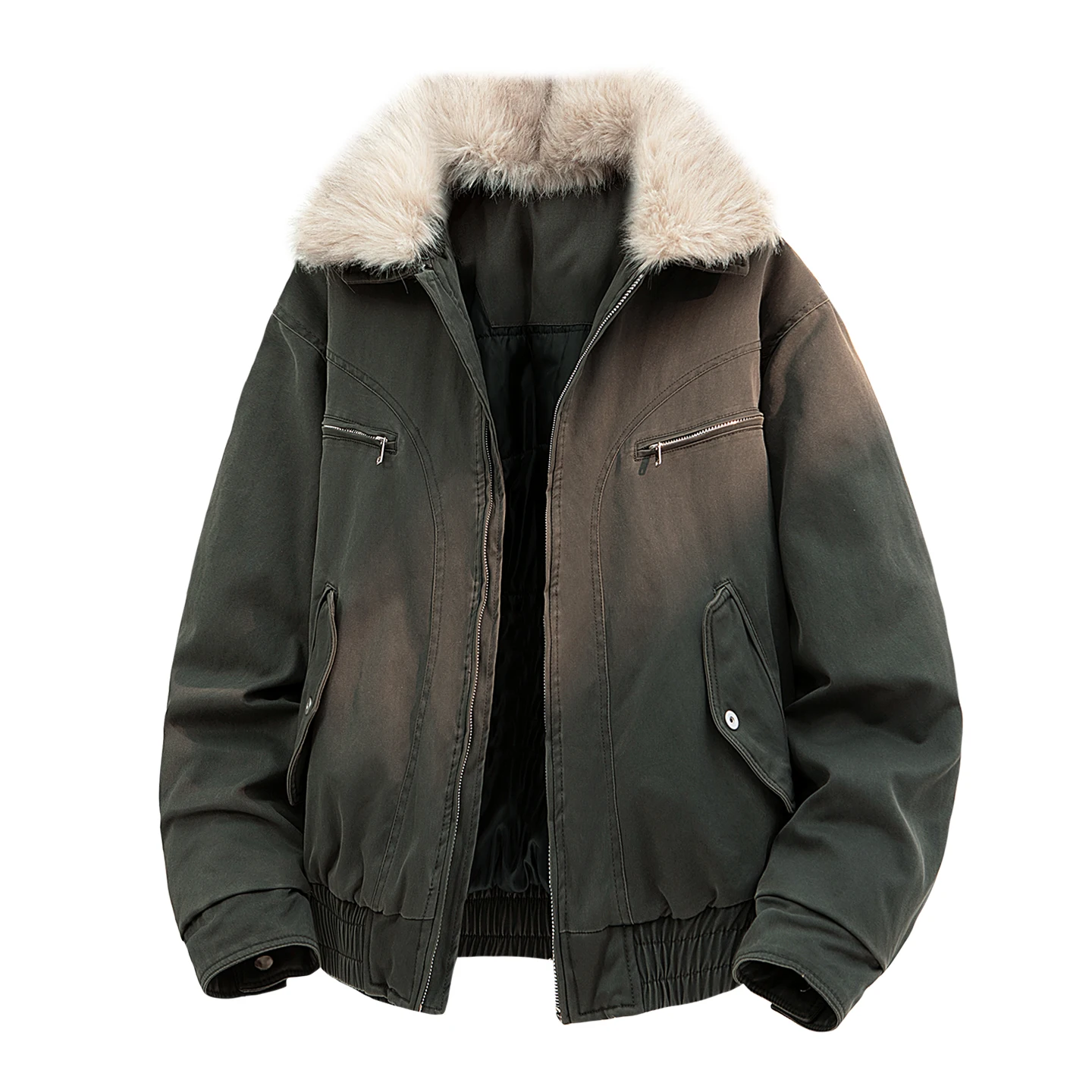 

Мужская зимняя утепленная хлопковая куртка MY658: повседневная, теплая, с меховым воротником, на молнии, с длинными рукавами, модная, в городском стиле