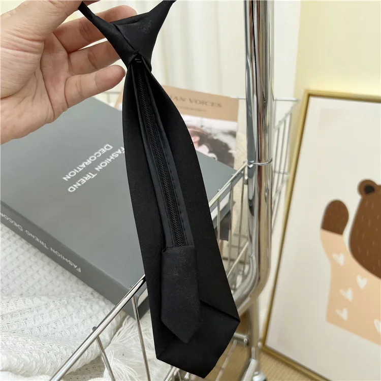 

New children's necktie with retractable British boys and girls solid color matching shirt zipper small tie bow tie